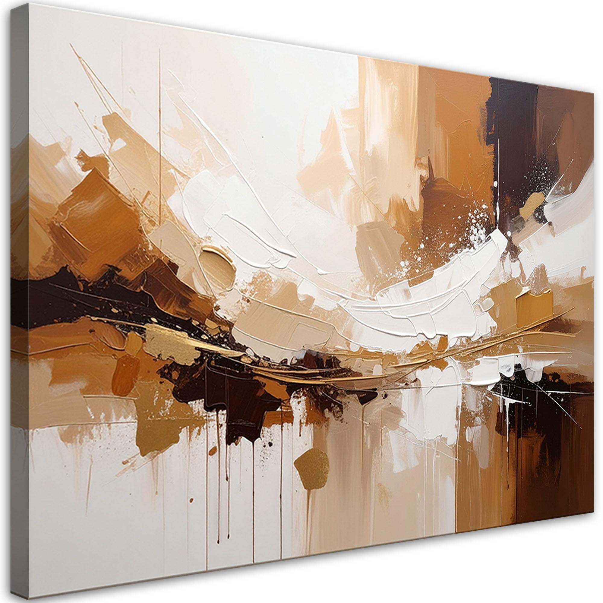 BILD auf Leinwand, Abstrakte Landschaft in warmen Braun- und Goldtönen - Braun, Textil (120/80cm) - Feeby