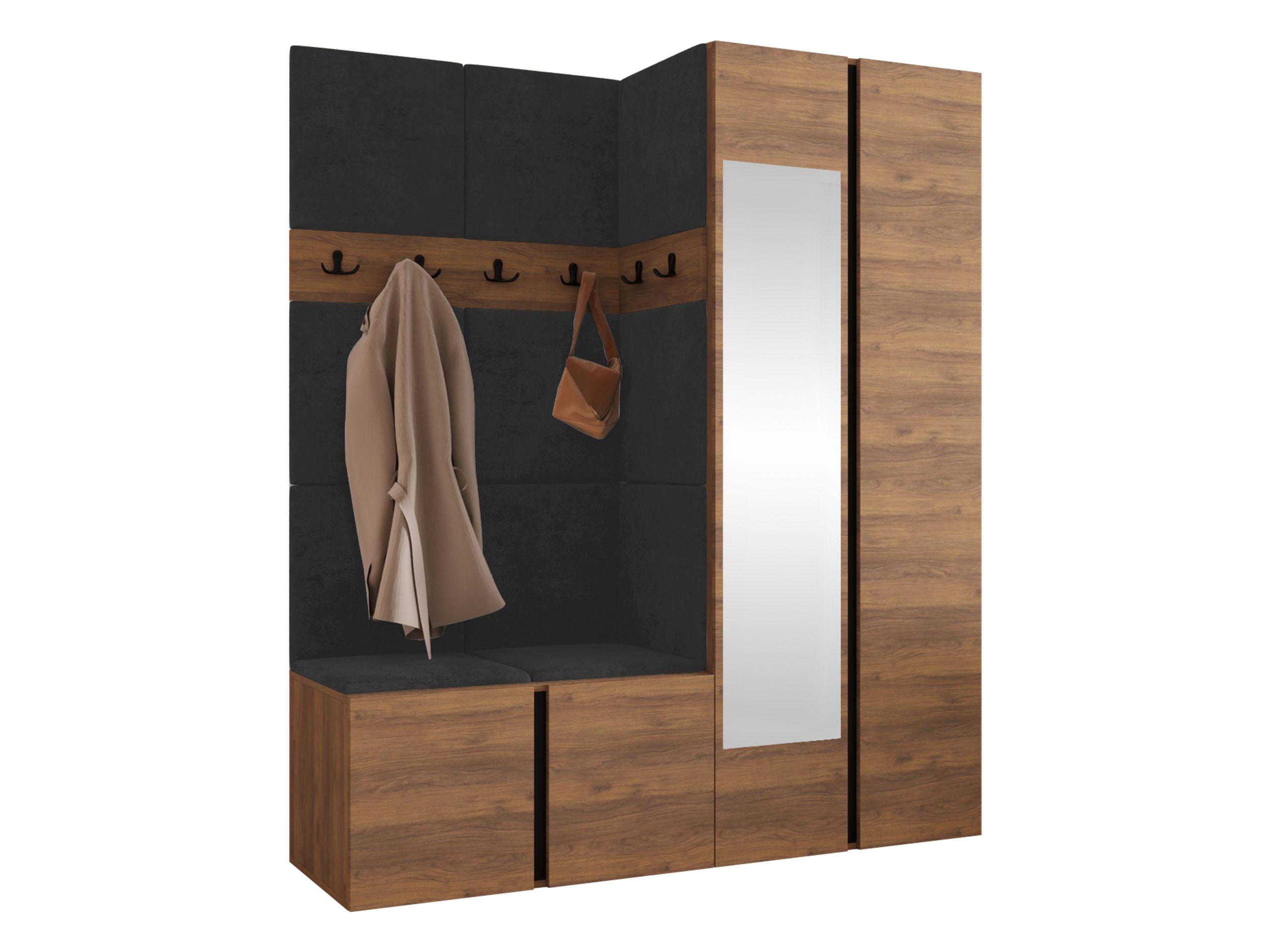 GARDEROBEN-SET Orion XII - Anthrazit/Nussbaumfarben, Holzwerkstoff/Kunststoff (158/186/46cm) - MIRJAN24