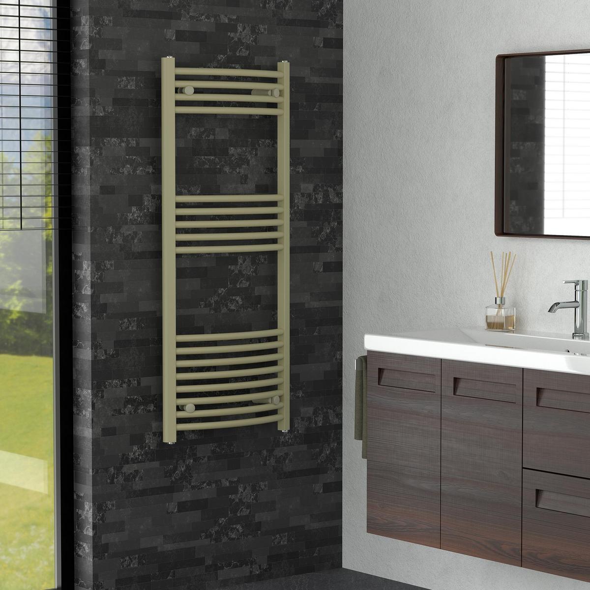 HANDTUCHHEIZKÖRPER 500 x 1200 mm Beige Badheizkörper gebogen mit Seitenanschluss - Beige, Metall (50/120/3cm) - LuxeBath