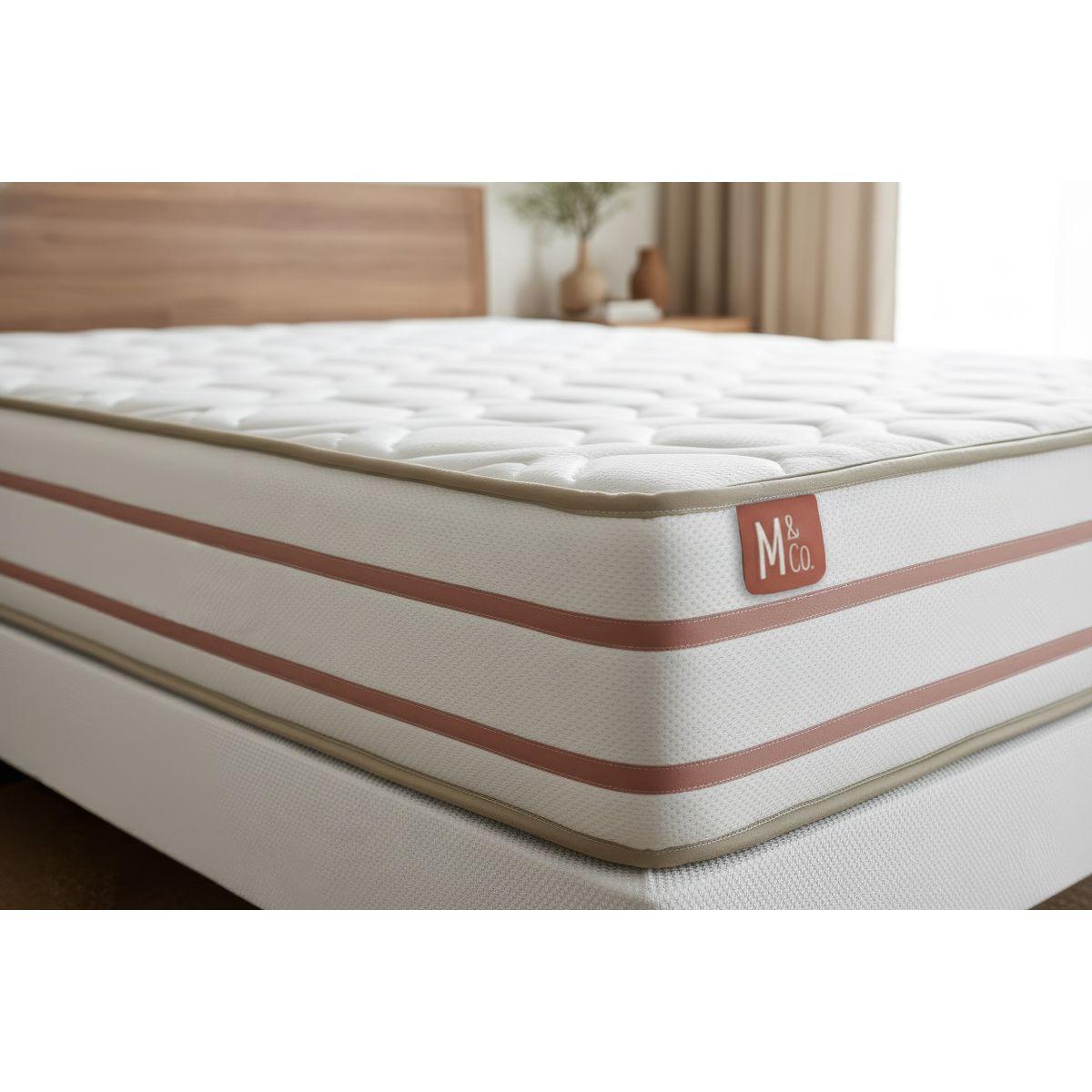 BETT Le Doux Memory-Schaum 180 x 200 cm h4 - Kit Bettgestell Beige - Mit Kissen und Bettdecke - Beige, Karton/Holz (180/200cm) - Marmottes & Co