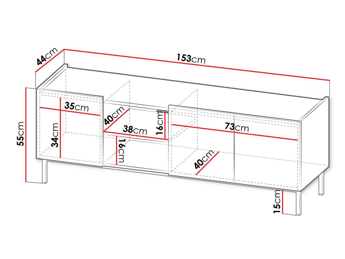 TV-SCHRANK System 77 - Schwarz, Holzwerkstoff/Metall (153/55/44cm) - MIRJAN24
