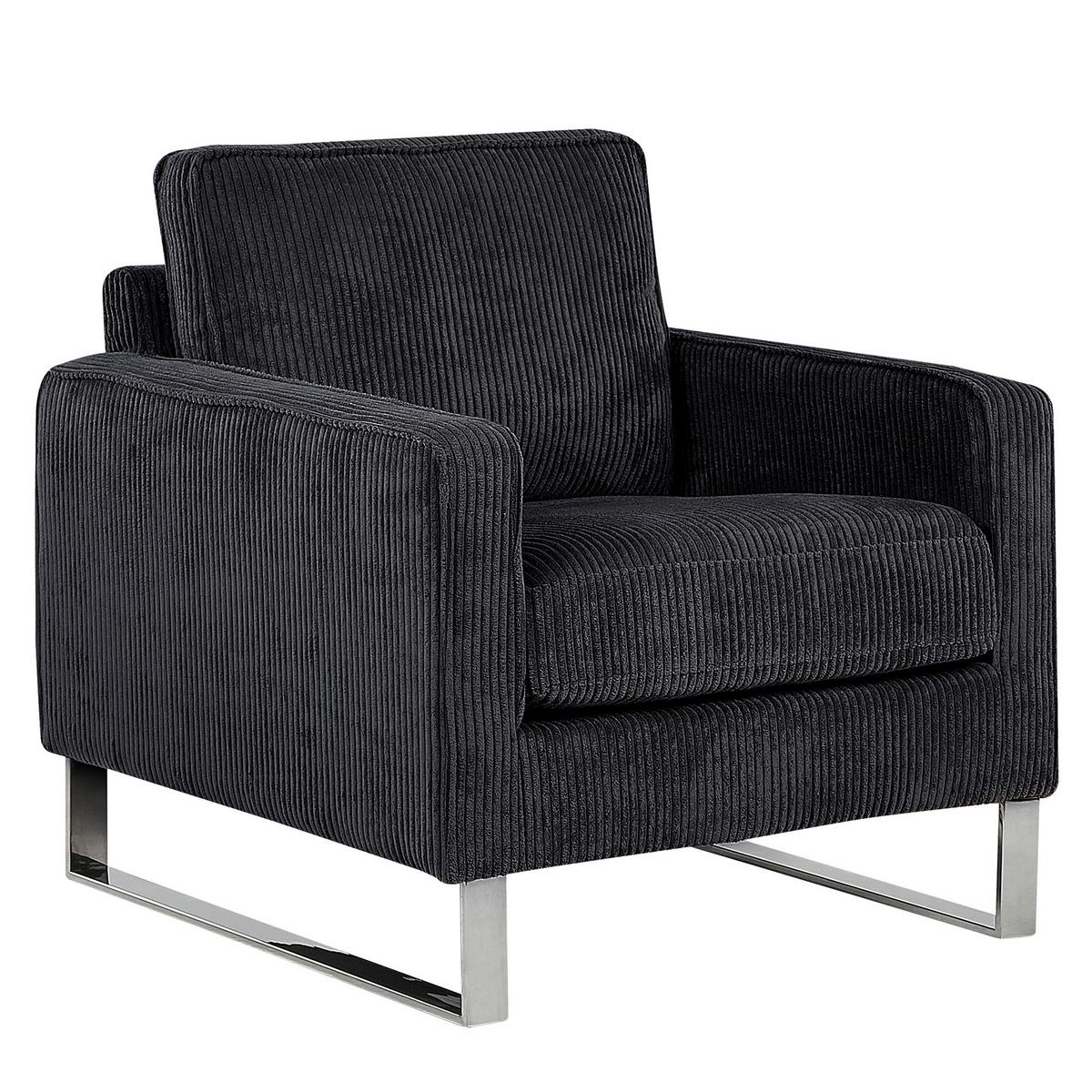 SESSEL Cord Schwarz Vind - Schwarz, Textil/Metall (76/82/82cm) - Beliani