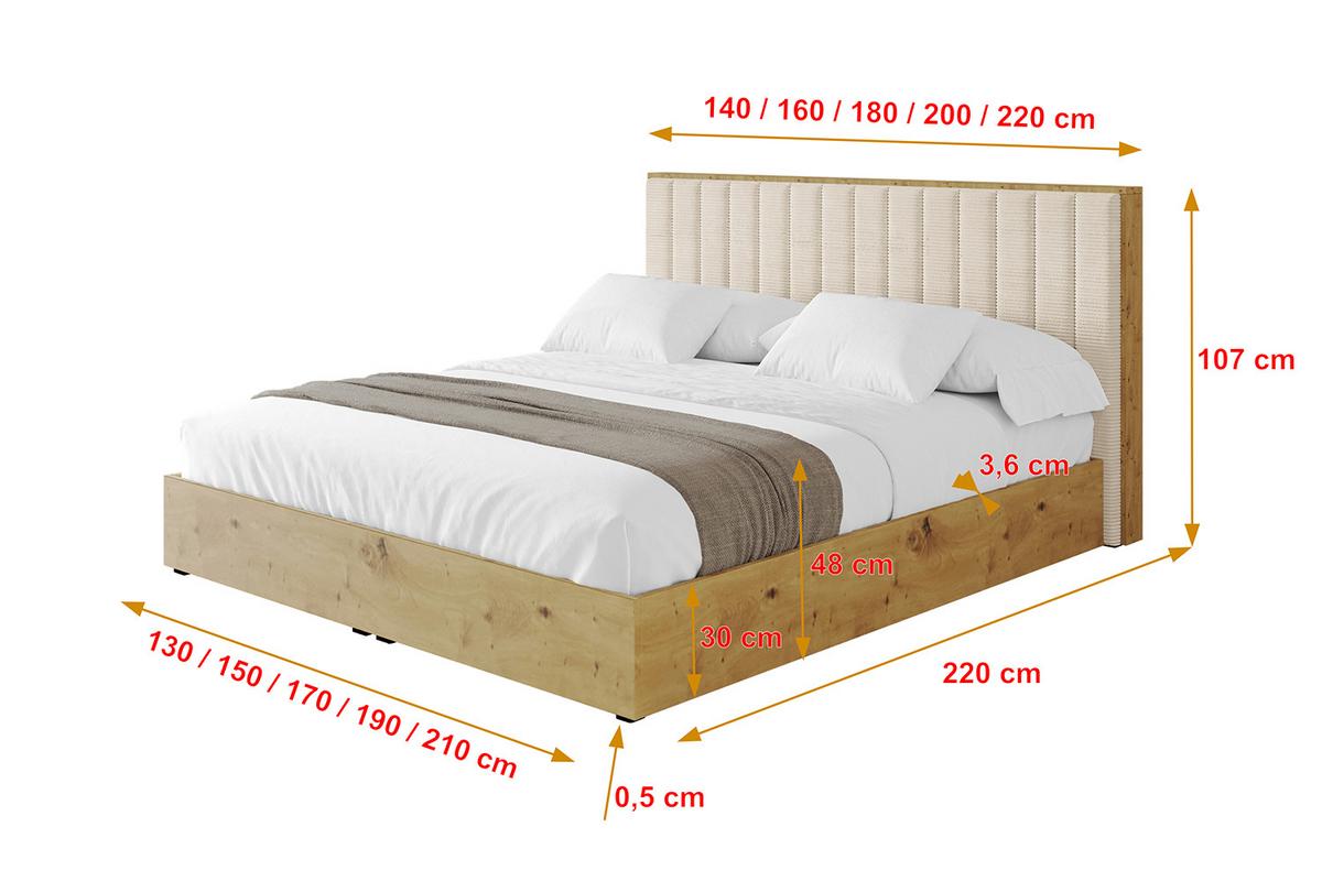 POLSTERBETT mit Bettkasten und Lattenrost, Bett mit Matratze H3/H4 - ENZO4 180x200 Beige - Creme, Holzwerkstoff/Textil (180/200cm) - ALTDECOR