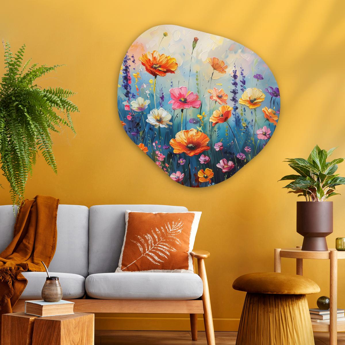 WANDBILD Blumen - Natur - Aquarell - Kunst Room Decor 90x90 cm - Multicolor, Kunststoff (90/90cm) - MuchoWow