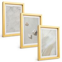 BILDER SET 3er Set - 20x30 cm Goldrahmen - Sandsteine moderne Farbe - Goldfarben, Kunststoff (20/30cm) - TULUP