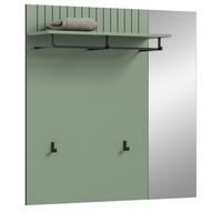GARDEROBENPANEEL grün 106 x 106 cm, Wandgarderobe mit Spiegel - Grün, Glas/Holzwerkstoff (106/106/27cm) - Inn.Furn