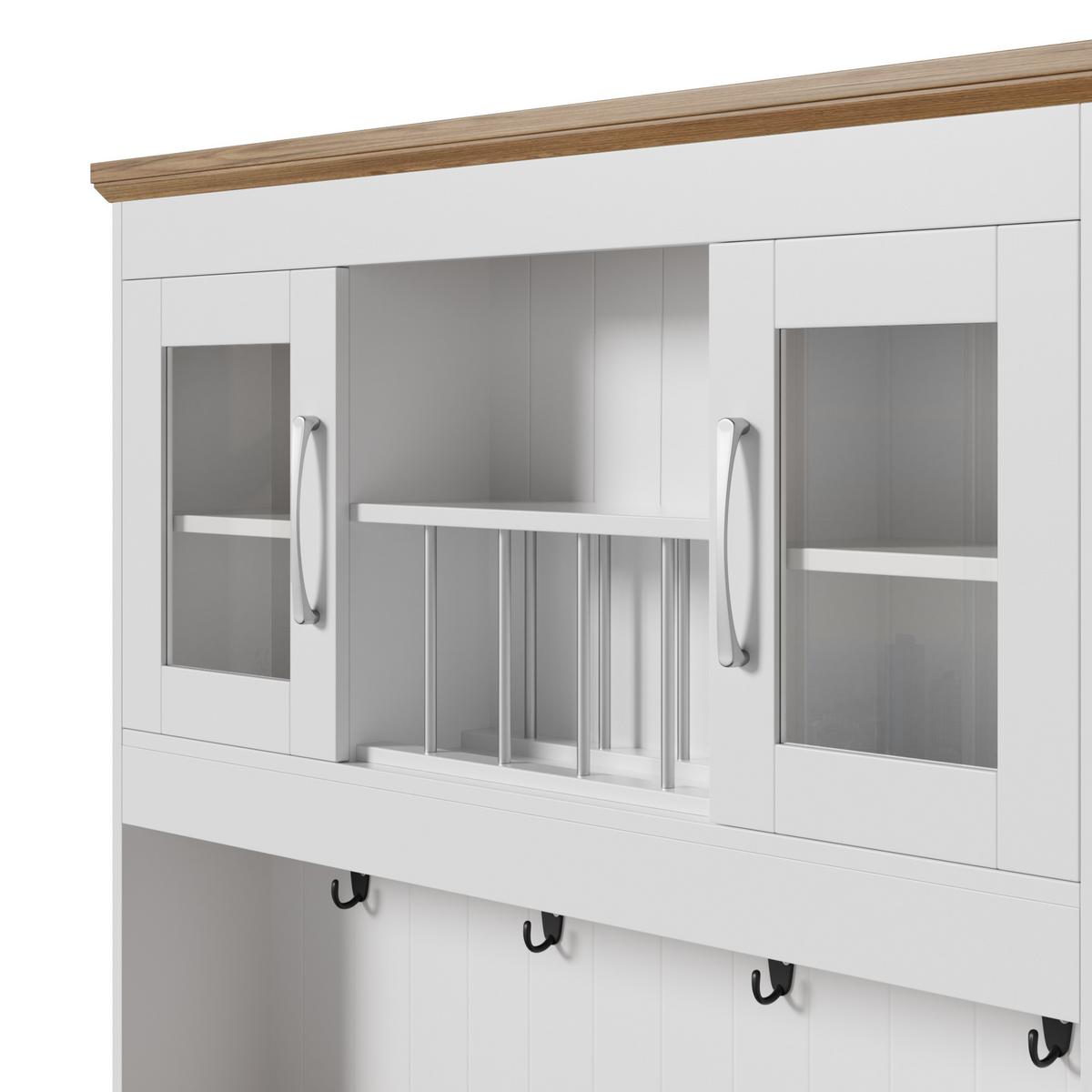 HIGHBOARD weiß und holzoptik, viel stauraum und mit vitrine fächern - Weiß, Holzwerkstoff (106/176.5/39cm) - Urban Meuble