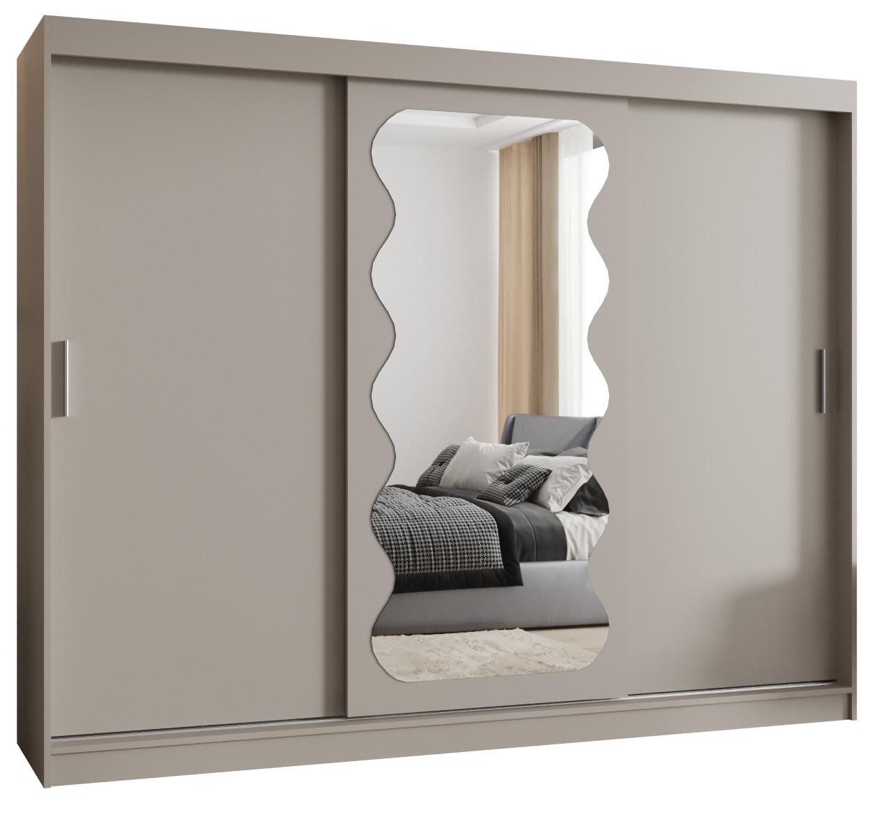 SCHIEBETÜRENSCHRANK mit Spiegel SPOTI 200/250/62 3-türig - Kaschmir/Silberfarben, Holz (250/200/62cm) - MÖBEL KRYSPOL