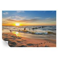 FOTOTAPETE 104x70 cm - Sonnenuntergang am Strand - Gelb, Textil (104/70cm) - Wallfluent