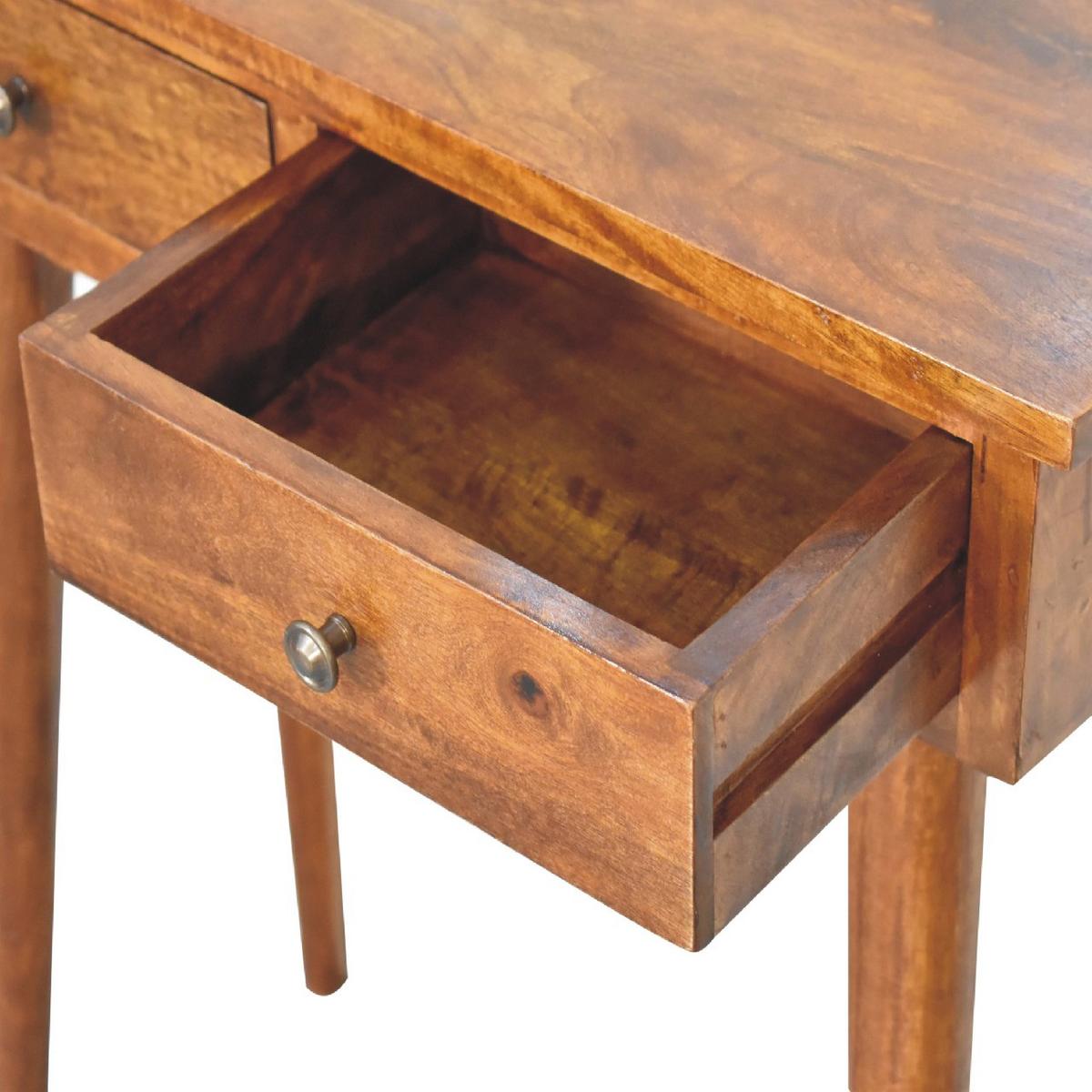KONSOLENTISCH Mini, im Kastanienholz-Finish, mit 2 Schubladen, Braun - Messingfarben/Braun, Holz/Metall (30/70/78cm) - Artisan Furniture