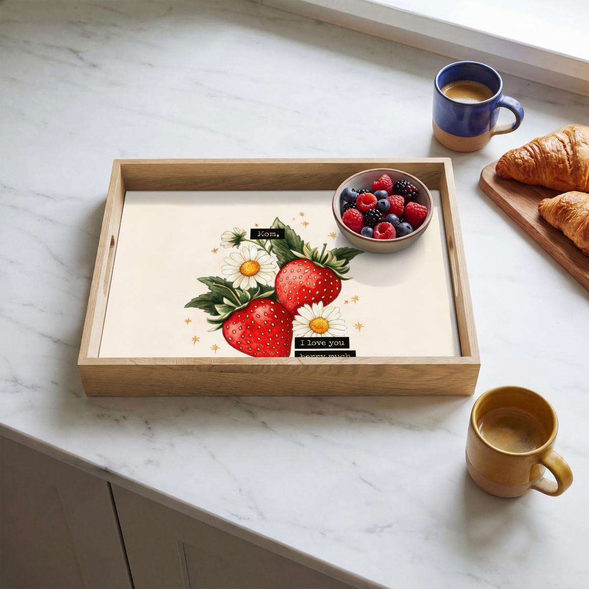 TABLETT Erdbeeren - Gänseblümchen - Zitat - Sterne 40x30 cm - Multicolor, Holz (40/5/5cm) - OnlyWow