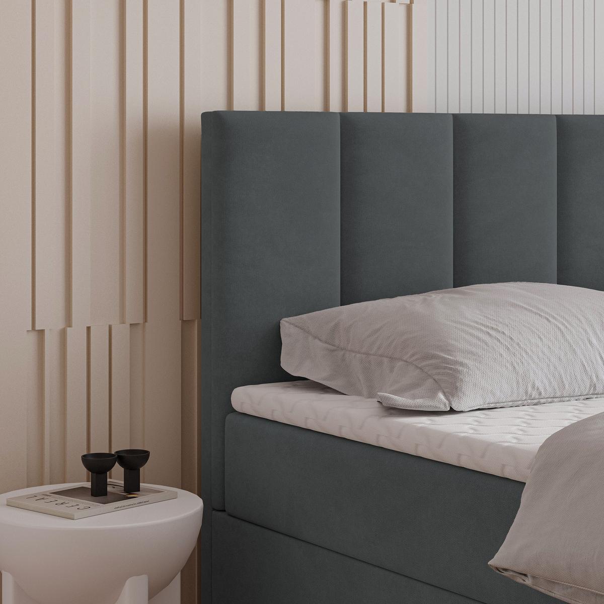 BOXBETT MERIL 160x200 cm mit Matratze und Topper - Graphitfarben - Graphitfarben, Holz (160/200cm) - MASSENO