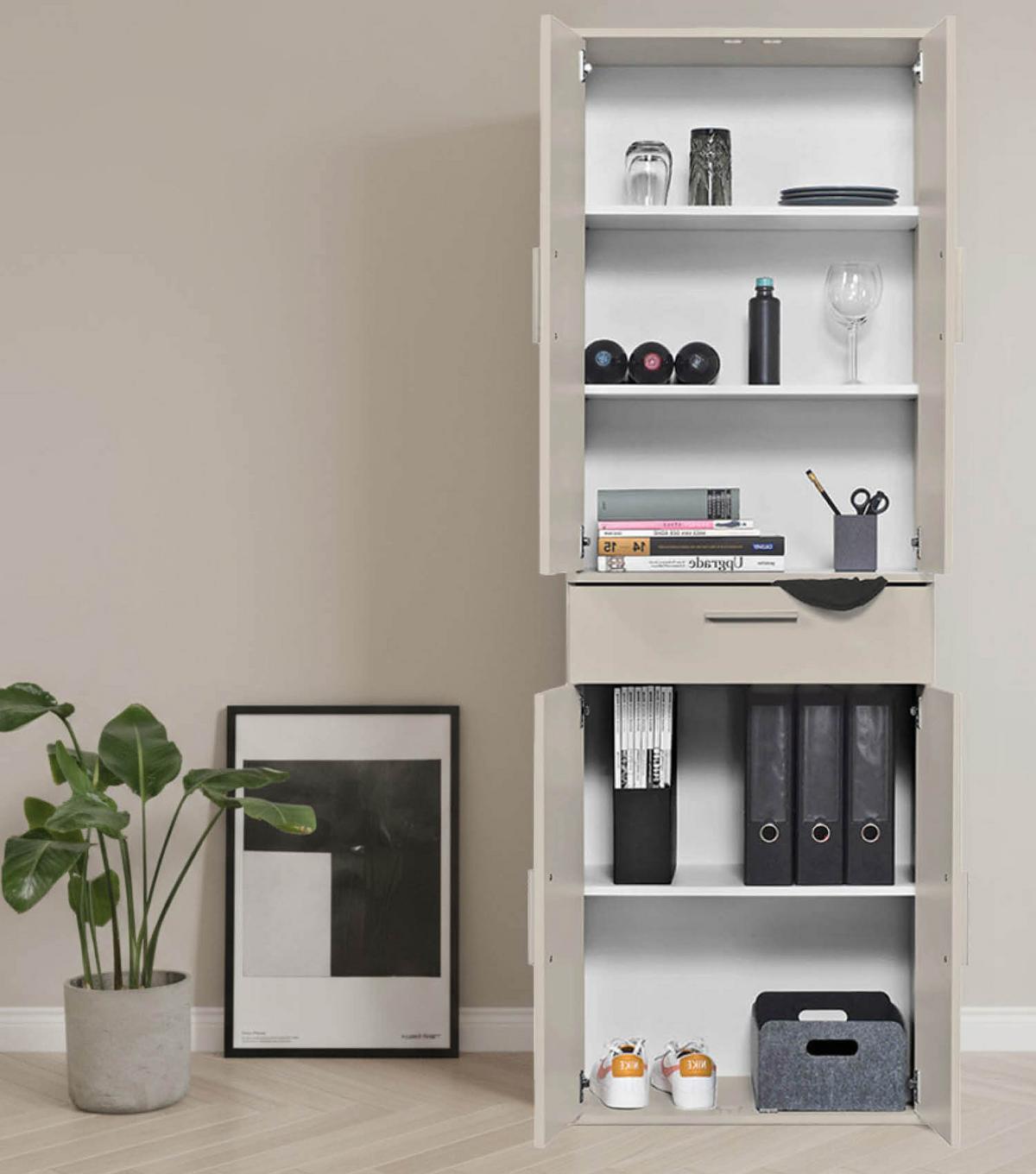 MEHRZWECKSCHRANK SET Der Allzweckwaffe - Kaschmir, Holzwerkstoff (60/180/34cm) - Mokebo