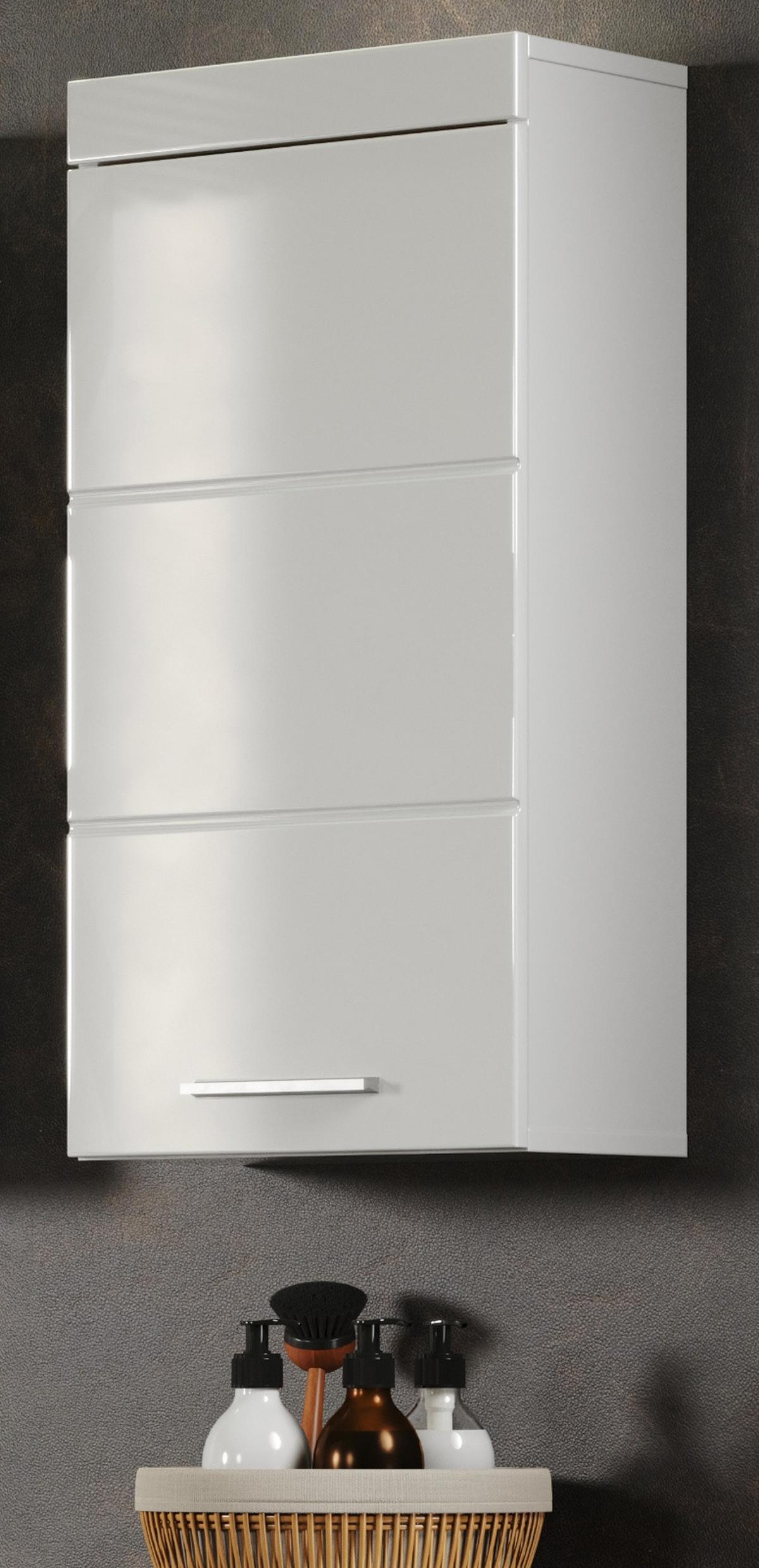 HÄNGESCHRANK weiß Hochglanz 37 x 77 cm, Badschrank hängend - Weiß, Holzwerkstoff/Kunststoff (37/77/23cm) - Top.Furn