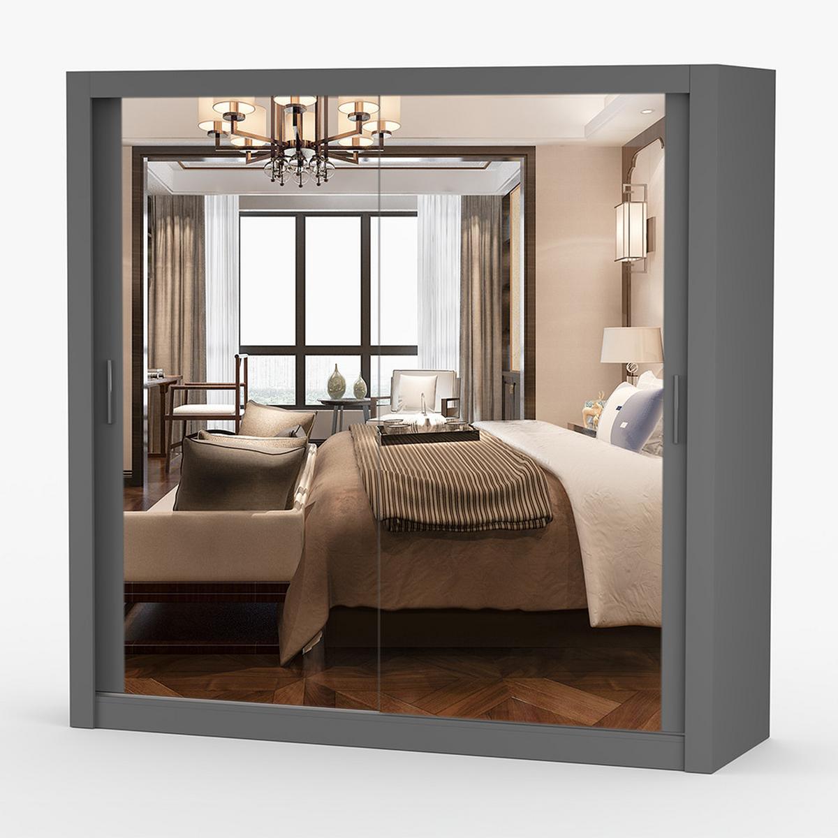 KLEIDERSCHRANK Milan 203 cm, 203/215/64, 2-türig, grau - Grau, Holzwerkstoff (203/215/64cm) - imoebel24
