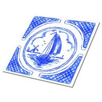 SELBSTKLEBENDE Wandfliesen 9 Stück 30x30 cm - Azulejos Boot - Blau, Textil (30/1.6/30cm) - TULUP
