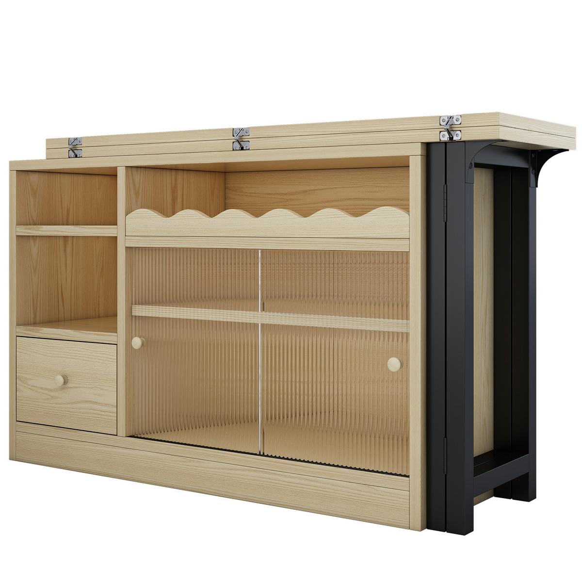 MULTIFUNKTIONALER Esstisch und Sideboard (klappbar) mit Stauraum - Weiß, Holzwerkstoff/Metall (110/120/75cm) - Urban Meuble