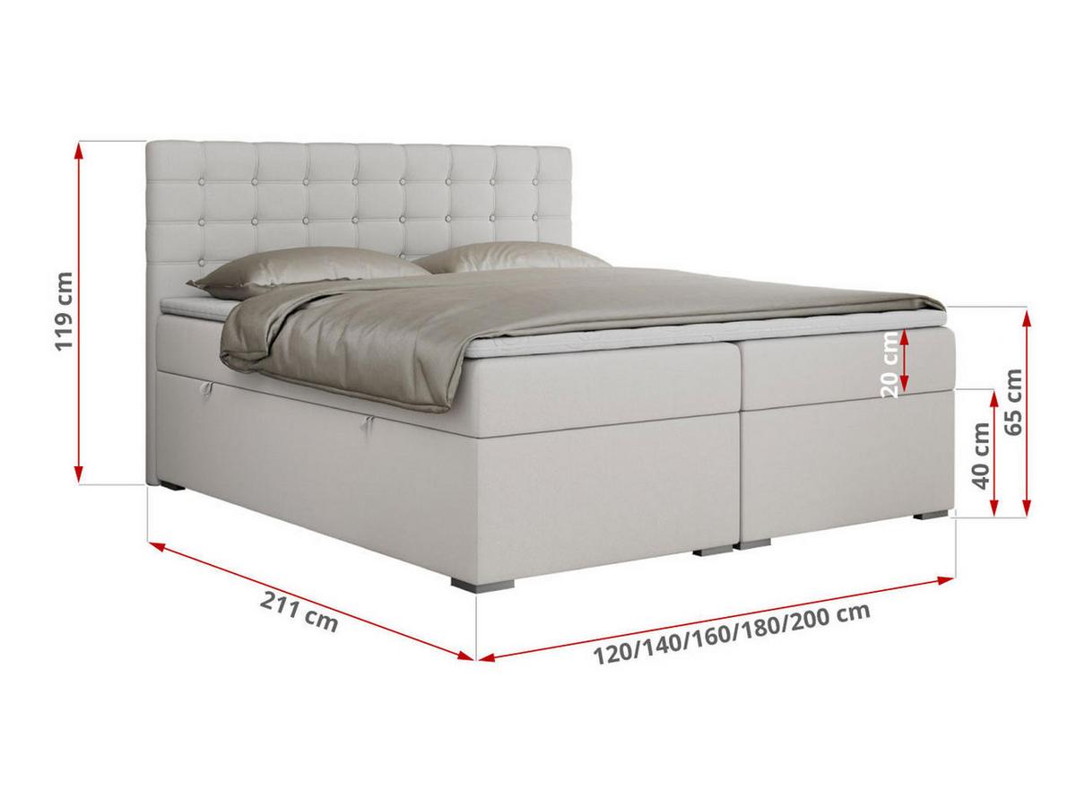 BOXBETT SUSAN 200/200 Weiß Kunstleder - H4 - Weiß, Holz/Textil (200/200cm) - MKS