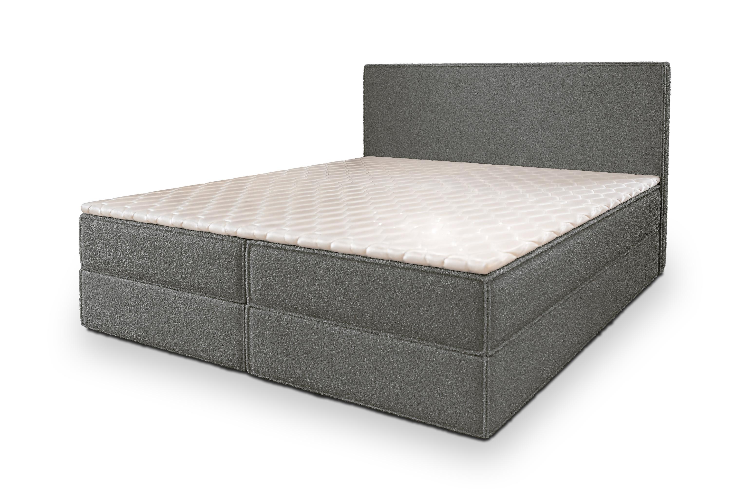 BOXBETT PELLIO 180x200 cm mit Matratze und Topper - Grau - Grau, Holz (180/200cm) - MASSENO