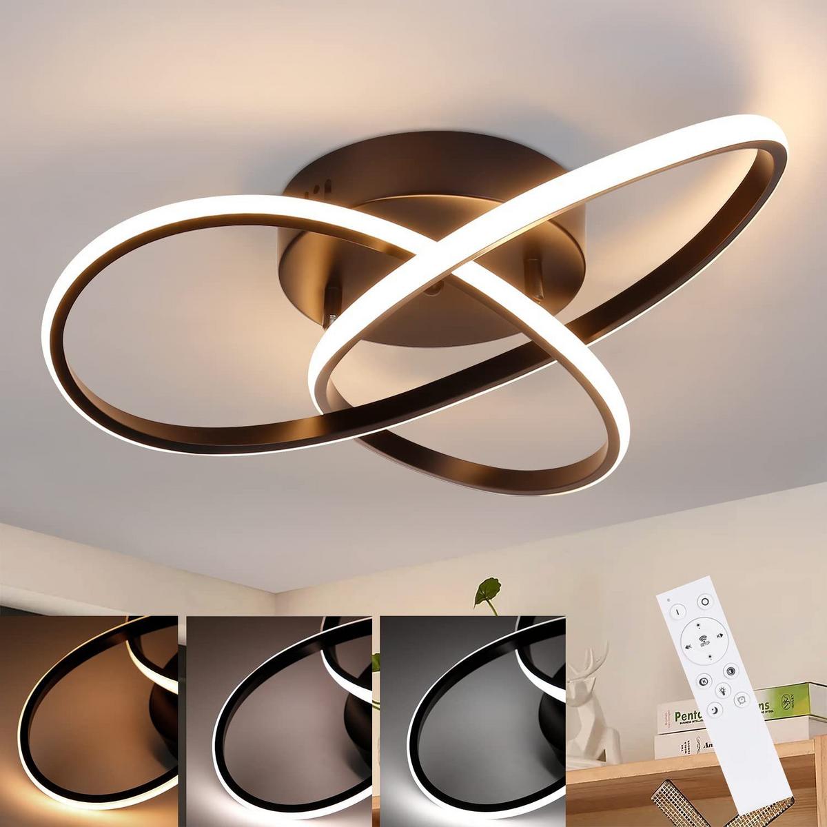 LED-DECKENLEUCHTE Möbius 40/40/14 cm - Schwarz, Kunststoff (40/40/14cm) - Nettlife