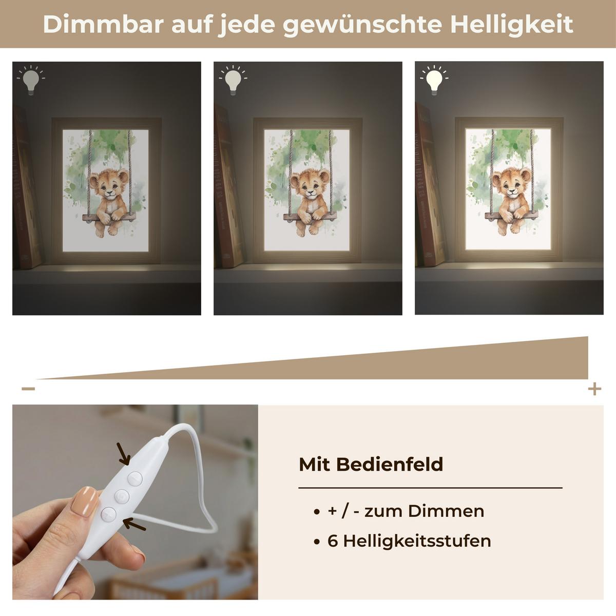 NACHTTISCHLAMPE Löwe - Tier - Kinder - Dschungel 15x20 cm - Weiß, Holzwerkstoff (8/15/20cm) - OnlyWow