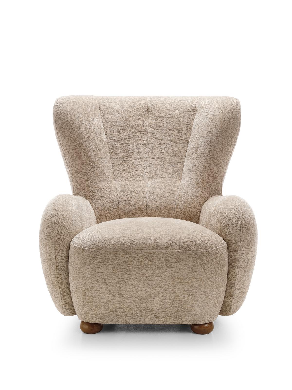 SESSEL MIST, Polstersessel Klassisch Loungesessel, Chenille-Stoff Beige - Beige, Holz/Holzwerkstoff (88/91/100cm) - MASSENO