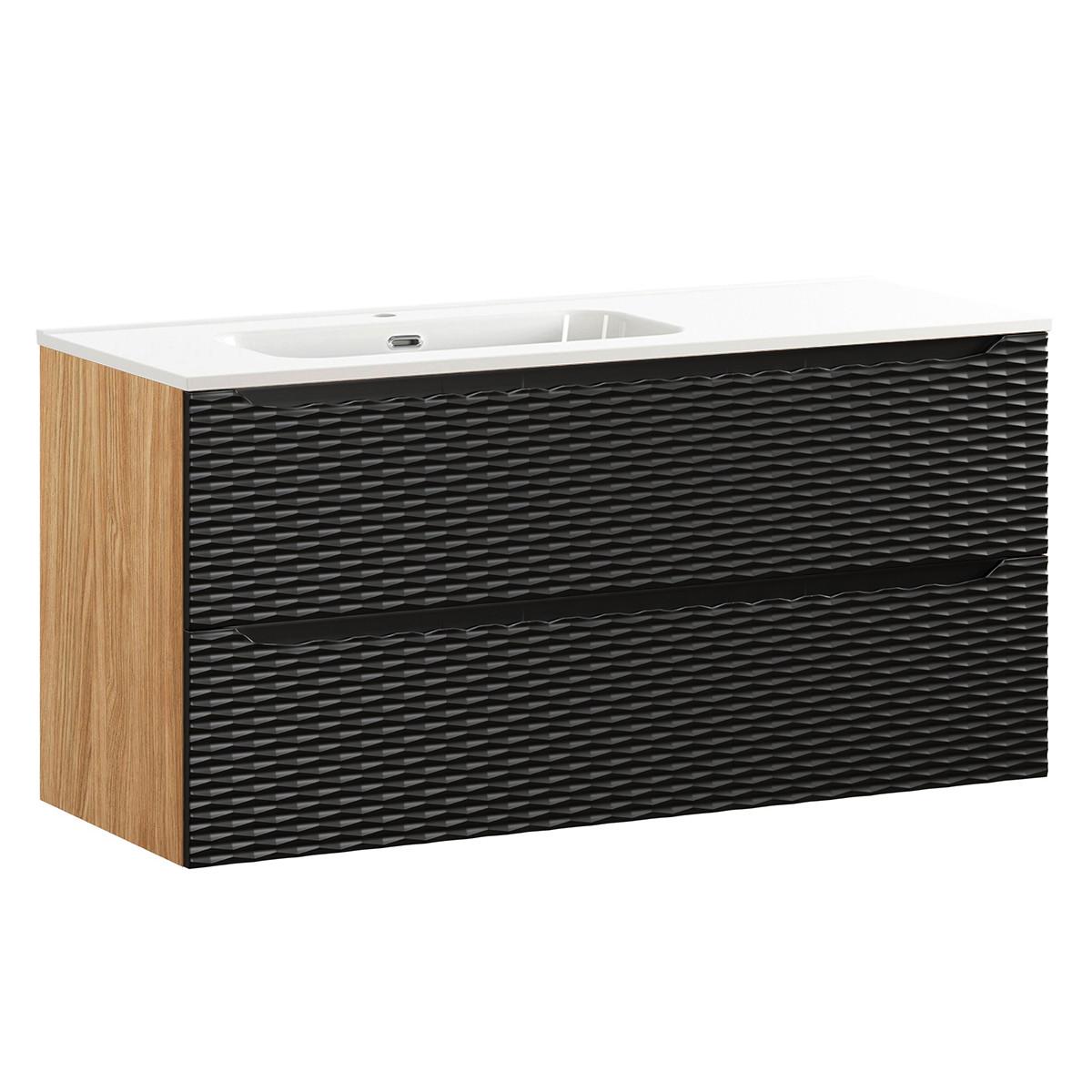 WASCHTISCH 120cm Elora Schwarz und Holz - Schwarz, Holzwerkstoff (120/57/46cm) - Petits-meubles