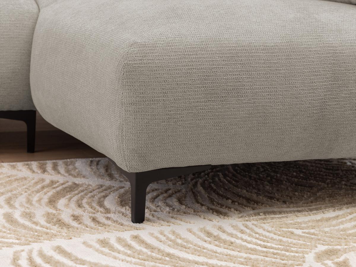 ECKSOFA Cardea in Bubble-Optik aus weichem Taupe Strukturstoff mit hohem Sitzkomfort - Ottomane rechts - Taupe/Schwarz, Holz/Textil (230/170cm) - S-Style