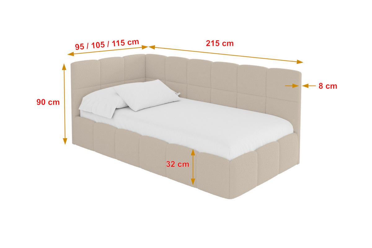EINZELBETT Jugendbett mit Bettkasten Rechts, mit Matratze - LIVY 90x200 Dunkelbeige - Mokka, Holzwerkstoff/Textil (90/200cm) - ALTDECOR