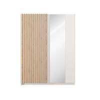 SCHWEBETÜRENSCHRANK MAREN 150,6/198,5/55cm 2-türig mit Spiegel Weiß - Eiche Artisan/Weiß, Holzwerkstoff (150.6/198.5/55cm) - MASSENO