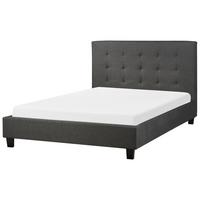 BETT mit Lattenrost 140/200 cm Dunkelgrau La Rochelle - Dunkelgrau/Schwarz, Textil (140/200cm) - Beliani