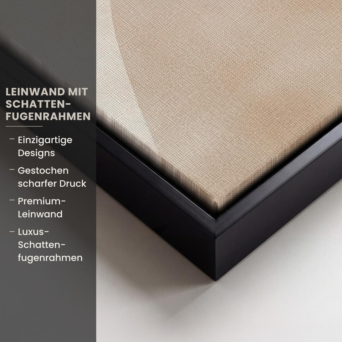 LEINWAND Bilder mit Rahmen - Braun - Japandi - Abstrakt - 40x60 - Sandfarben, Textil (40/60cm) - MuchoWow