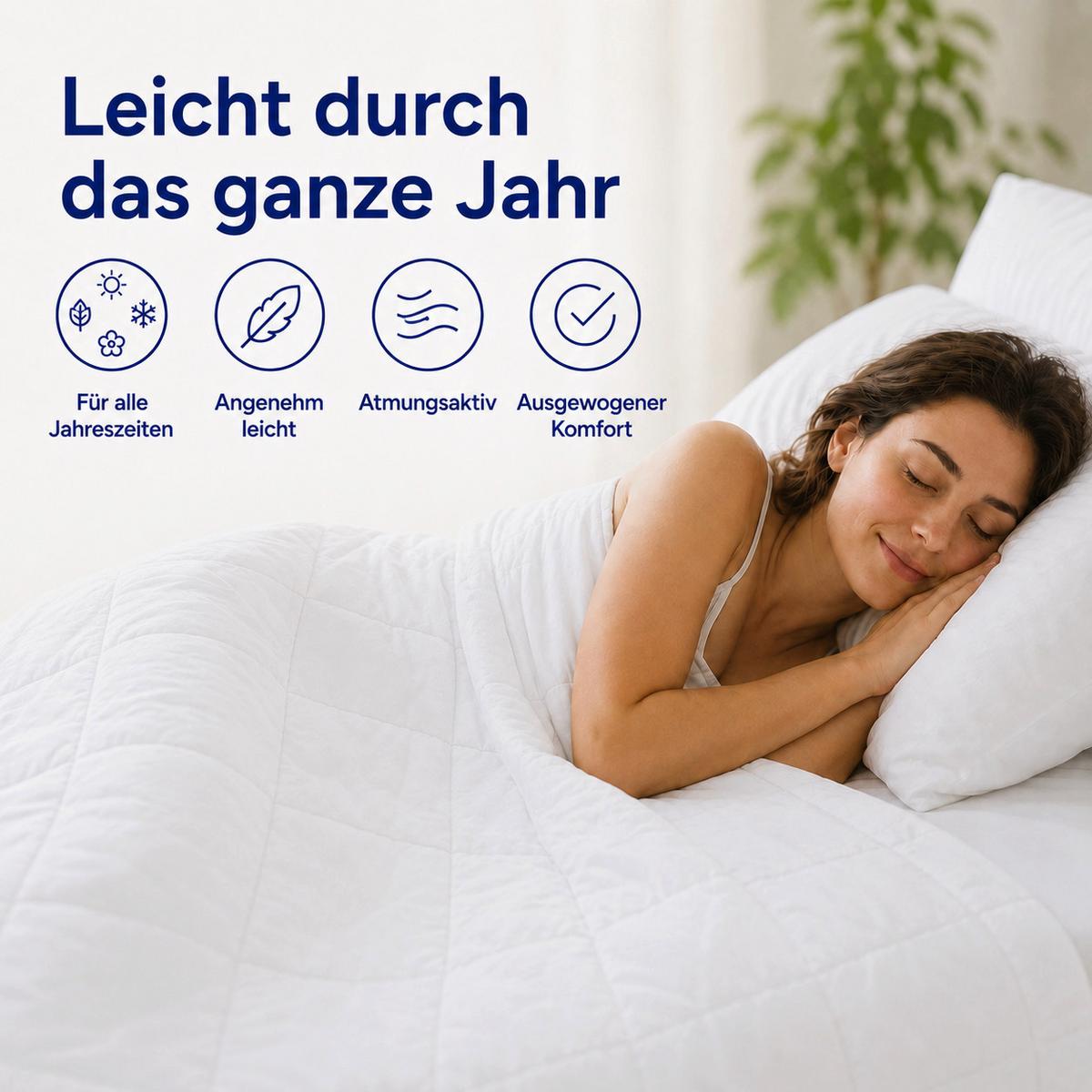 GANZJAHRESBETTDECKE 140x200 cm – atmungsaktive Mikrofaser Bettdecke mit Hohlfaserfüllung – Steppdecke für Sommer und Winter – für Allergiker geeignet - Weiß, Textil (140/200cm) - Mister Sandman