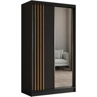 SCHWEBETÜRENSCHRANK Nela II 120/216/61 schwarz mit Schubladen - Schwarz/Eiche Artisan, Holzwerkstoff (120/216/61cm) - Beautysofa