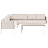 GARTEN Ecksofa mit Tisch 5-Sitzer Metall Hellbeige rechtsseitig Tonara - Beige, Metall - Beliani