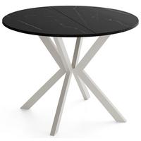 ESSTISCH Valio rund oval ausziehbar verlängerbar mit Metallbeinen in Kaschmir Grau, Schwarz Marmor Kupfer 100-130/100/76 cm - Kaschmir/Beige, Holzwerkstoff/Metall (100/130/76cm) - WFL GROUP