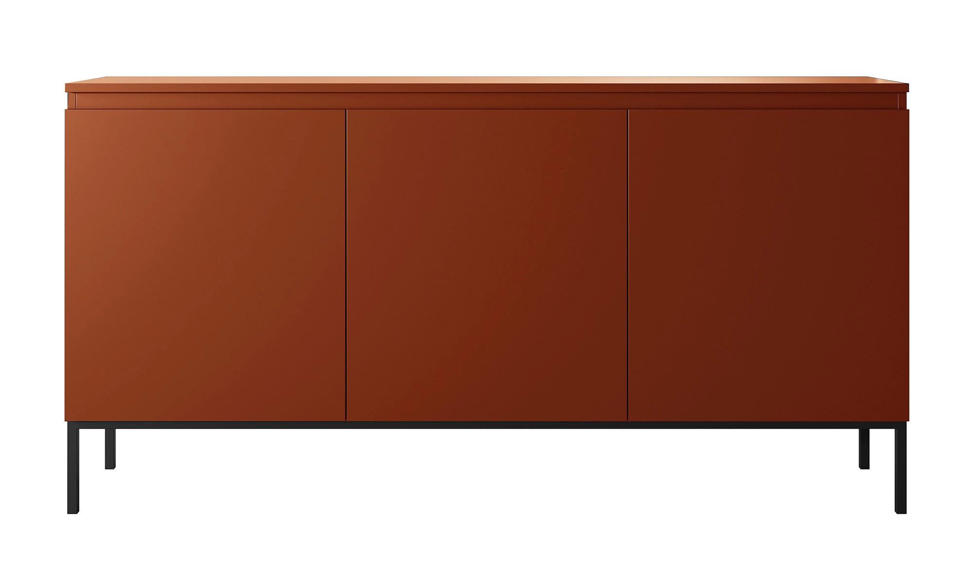SIDEBOARD Bemmi Ziegelrot mit Metallbeinen 150 cm - Dunkelorange/Schwarz, Holzwerkstoff/Metall (150/77/35cm) - Selsey