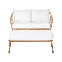 GARTENSOFA 2-Sitzer mit Bank Polyrattan Hellbraun Follo - Hellbraun/Braun, Kunststoff (130/89/66cm) - Beliani