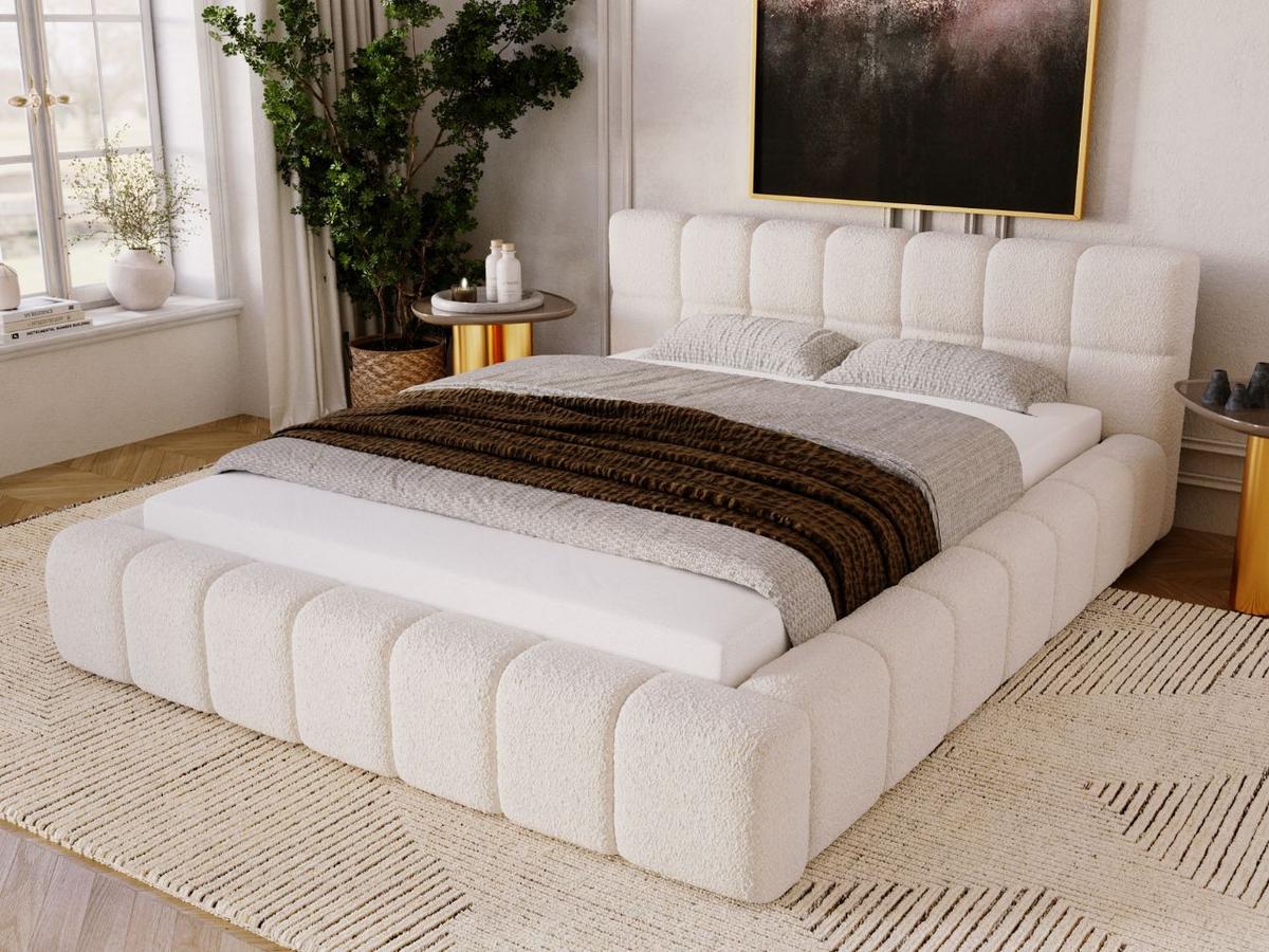 POLSTERBETT Alicante Bouclé-Stoff 180x200 Beige - Beige, Textil (180/200cm) - Graingold