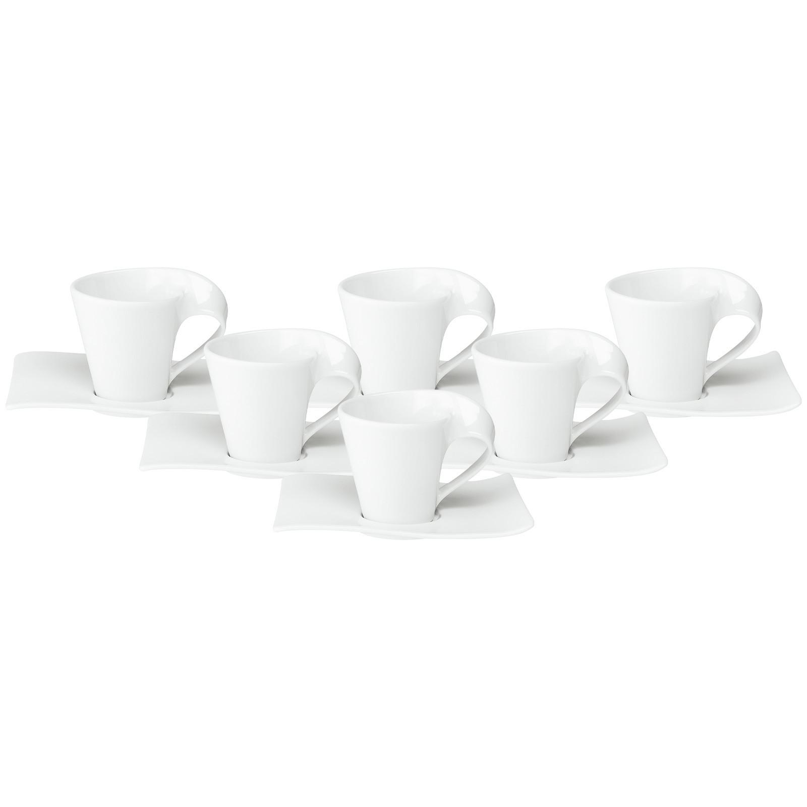 ESPRESSOTASSEN MIT UNTERTASSEN NewWave weiß 80 ml 6er Set - Weiß, Keramik (11.5/8.8/14cm) - Villeroy & Boch