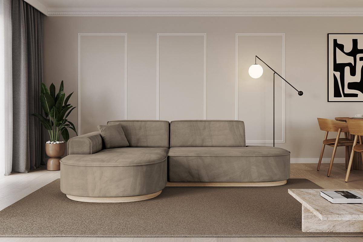 ECKSOFA Ottomane Links MARI-L1-v1 - 243x171x83 cm Dunkelbraun Velours - Dunkelbraun, Holzwerkstoff/Textil (243/171cm) - ALTDECOR