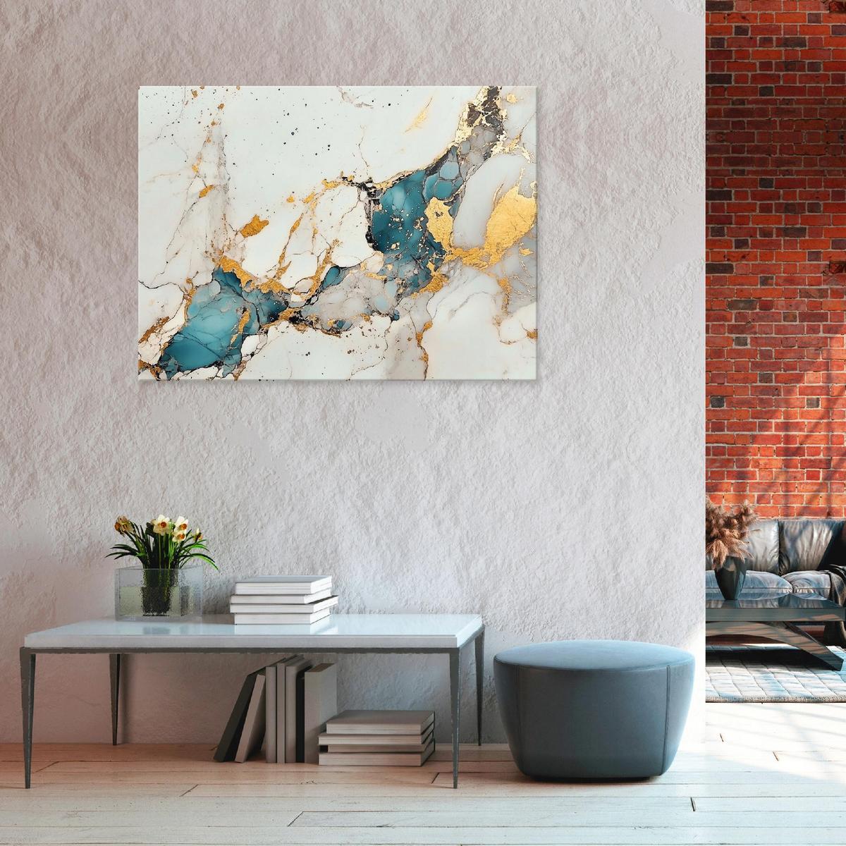 LEINWANDBILD Abstrakt Marmor Grau Gold Modern Wohnzimmer 120x80 - Grau, Holzwerkstoff (120/80cm) - Wallarena