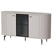 KOMMODE Zalia mit 3 Türen, Glastür und Stauraum, 150 cm, im Retro-Stil, Kaschmir - Kaschmir, Holzwerkstoff (150/81/40cm) - Beautysofa