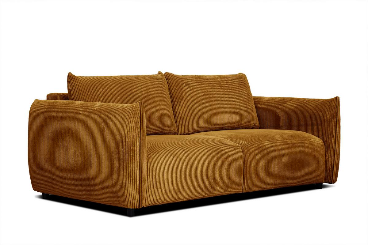 SOFA TAUER 3-Sitzer, honig - Dunkelgelb/Schwarz, Holzwerkstoff/Kunststoff (112/84/206cm) - Wozimo