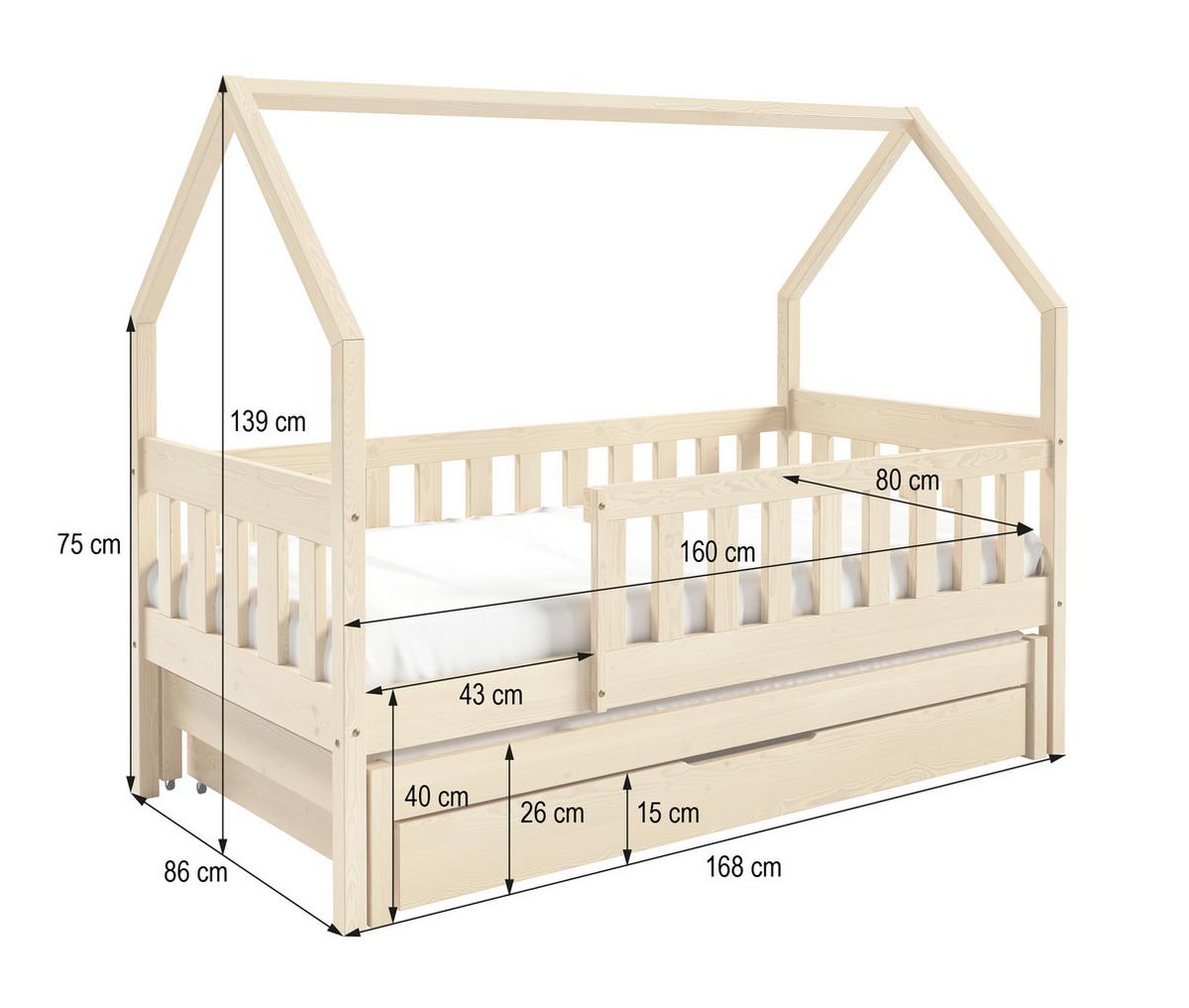 KINDERBETT BAMBINA mit Bettkasten 80x160 cm Hellgrau - Hellgrau, Holz (80/160cm) - MASSENO