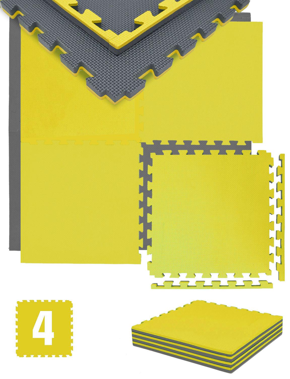 BODENSCHUTZMATTE, 50 x 50cm x 2cm, 4 er Set, Gelb Grau - Gelb, Kunststoff (50/50cm) - eyepower