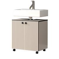 WASCHBECKENUNTERSCHRANK Kaschmir, grau 60 cm, Badschrank auf Rollen - Schwarz/Grau, Holzwerkstoff/Metall (42/64/60cm) - Top.Furn