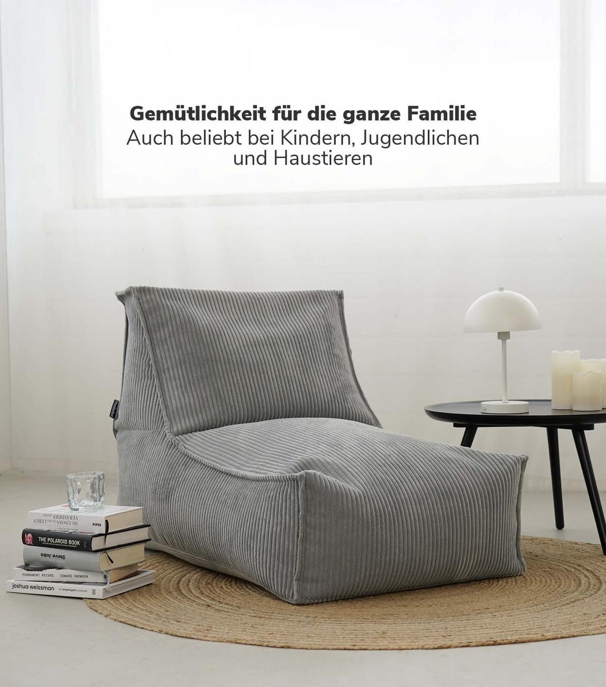SITZSACK Cord Der Gelassene - Grau, Textil (60/65/95cm) - Mokebo