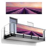 BALKON-SICHTSCHUTZ Lavendelfeld - Sonnenuntergang - Lila - Blumen Windschutz 300x100 cm - Violett, Kunststoff (300/100cm) - MuchoWow