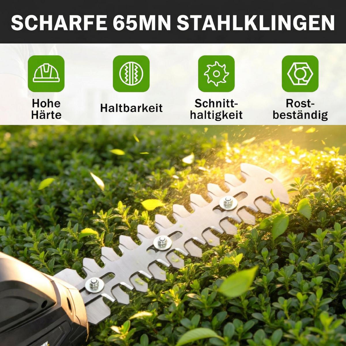 HECKENSCHERE ABS 65Mn Schwarz - Schwarz, Kunststoff (8.5/12/47cm) - Outsunny